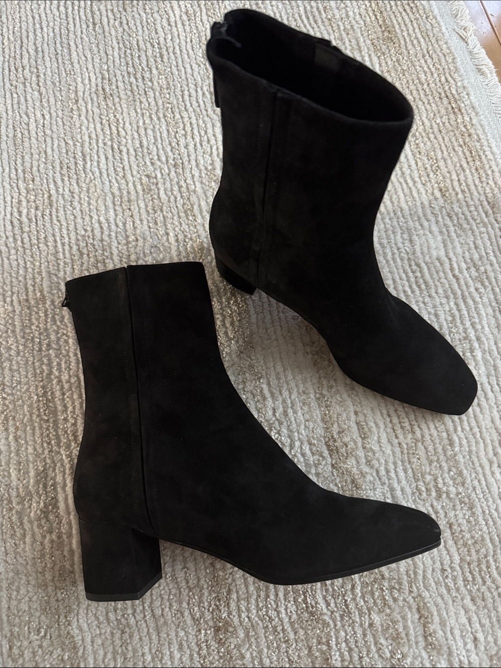 Aquazzura Black Suede Block-Heel Ankle Boots